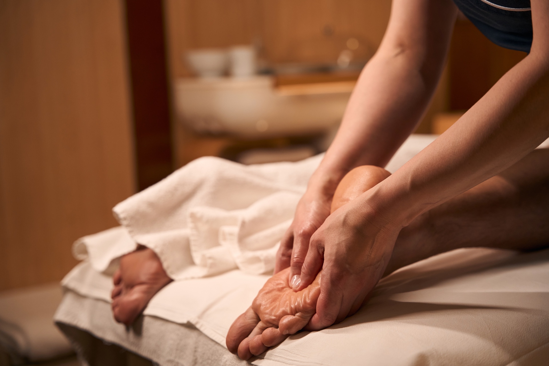 Close up of a foot massage.